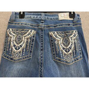 Blue Jean Embroidered Women’s 29 Rebel Jeans Medium Blue Wash Stretch USA